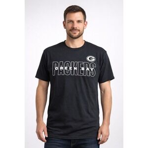 Green Bay Packers NFL Team Apparel T Shirt Mens Large Black Crew Neck